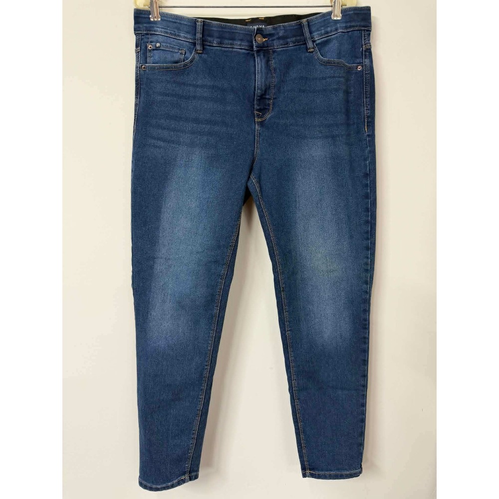 Curve Appeal Womens 14/32 Skinny Jeans Dark Wash‎ Stretch High Rise Blue Denim